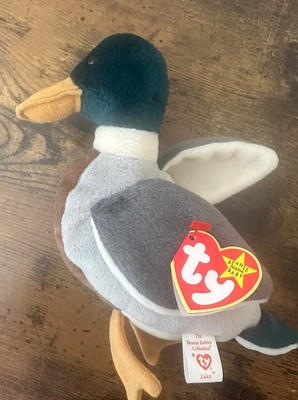 Ty Beanie Baby, JAKE the Mallard Drake Duck (1997) MINT. W/ Red Tag ERROR *RARE*