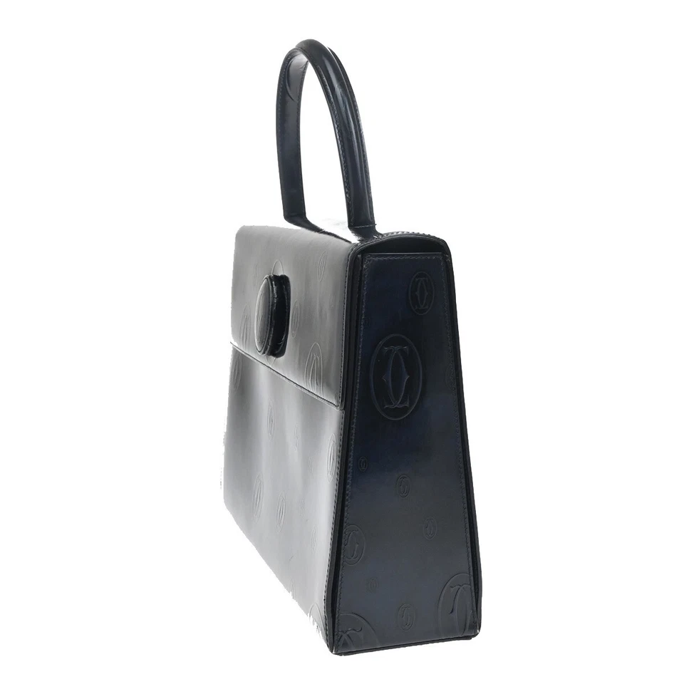 Bolso de Mano CARTIER Logo Cumpleaños Charol Azul Marino Francia 89EF036 Foto 2 de 4