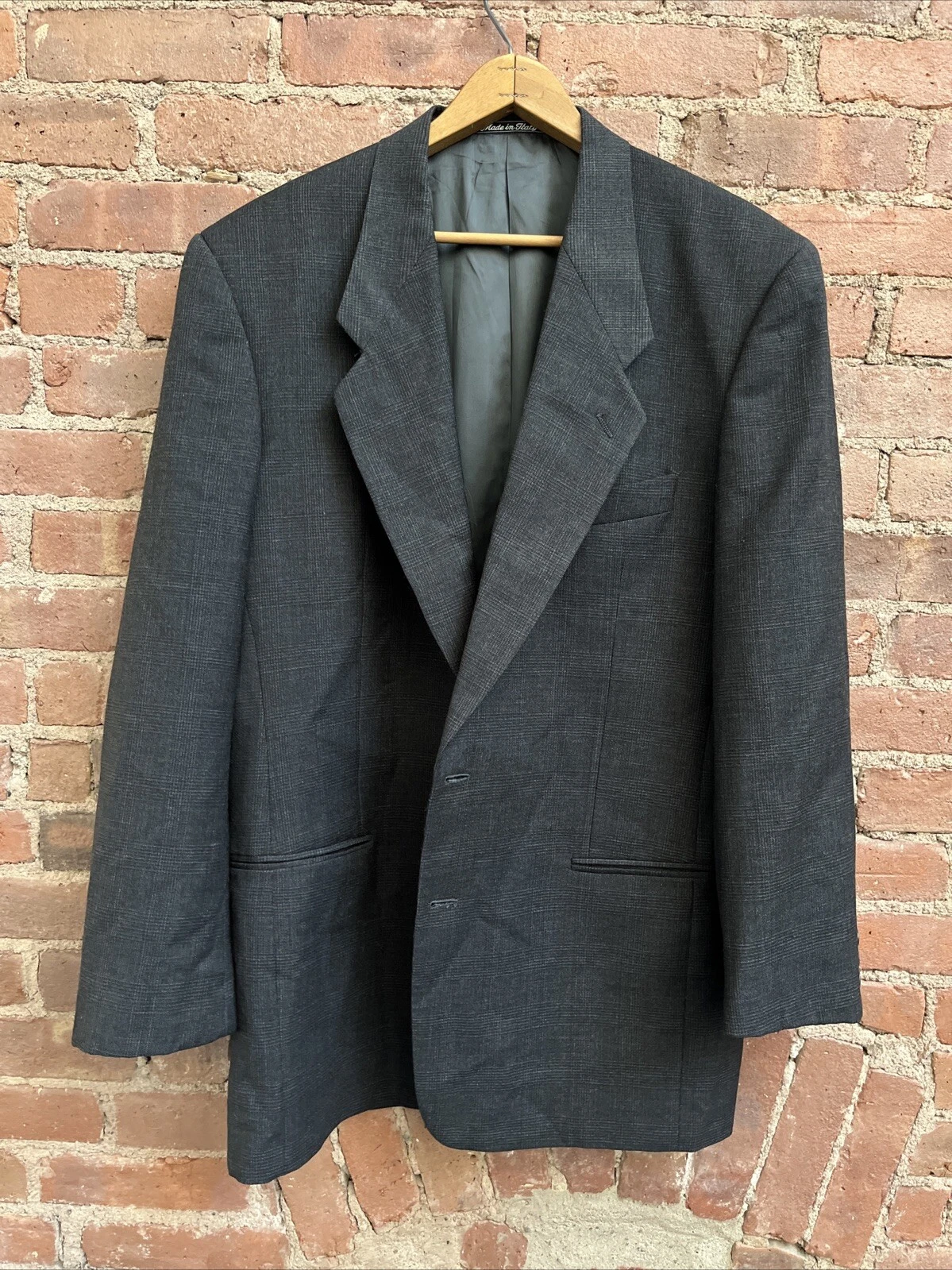 Giorgio Armani — Vintage Mani Giorgio Armani Men’s Jacket, Sz 40, Gray Glen Plaid Italy