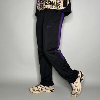 Nike Elite Sweatpants Mens S Black Polyester Baggy Purple Swoosh Dri Fit 
