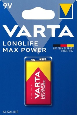 10x Varta LONGLIFE Max Power 1 Blister Alkaline Battery 6LR61 MN1604