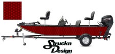Bright Red Faux 3D Hexagon Pattern Fish Bass Boat Decal Wrap USA Vinyl