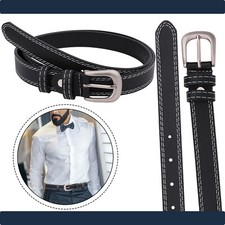 Mens Skinny Waist Belt High Quality PU Leather Pin Buckle Adjustable Trouser