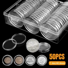 50Pcs Direct Fit 40.6mm Coin Box Capsule Storage Holder for US Silver Eagle 1 Oz