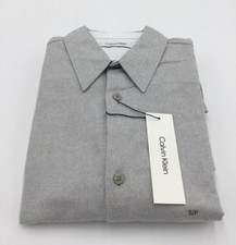 Calvin Klein Men's Regular Fit Cotton Shirt, Light Grey, XL