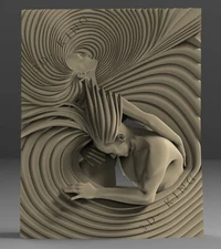 STL 3D Model MAN & WOMAN IN WAVE for CNC Router Engraver Carving Aspire Artcam