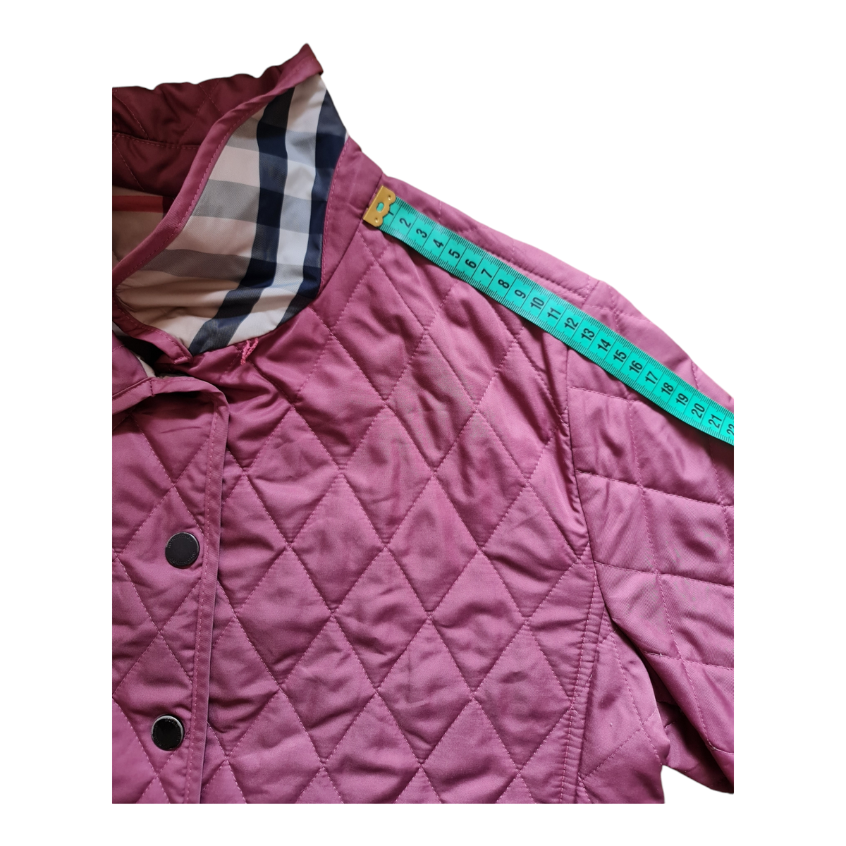 Burberry London Jacket Plaid Lined Diamond Quilte Pink