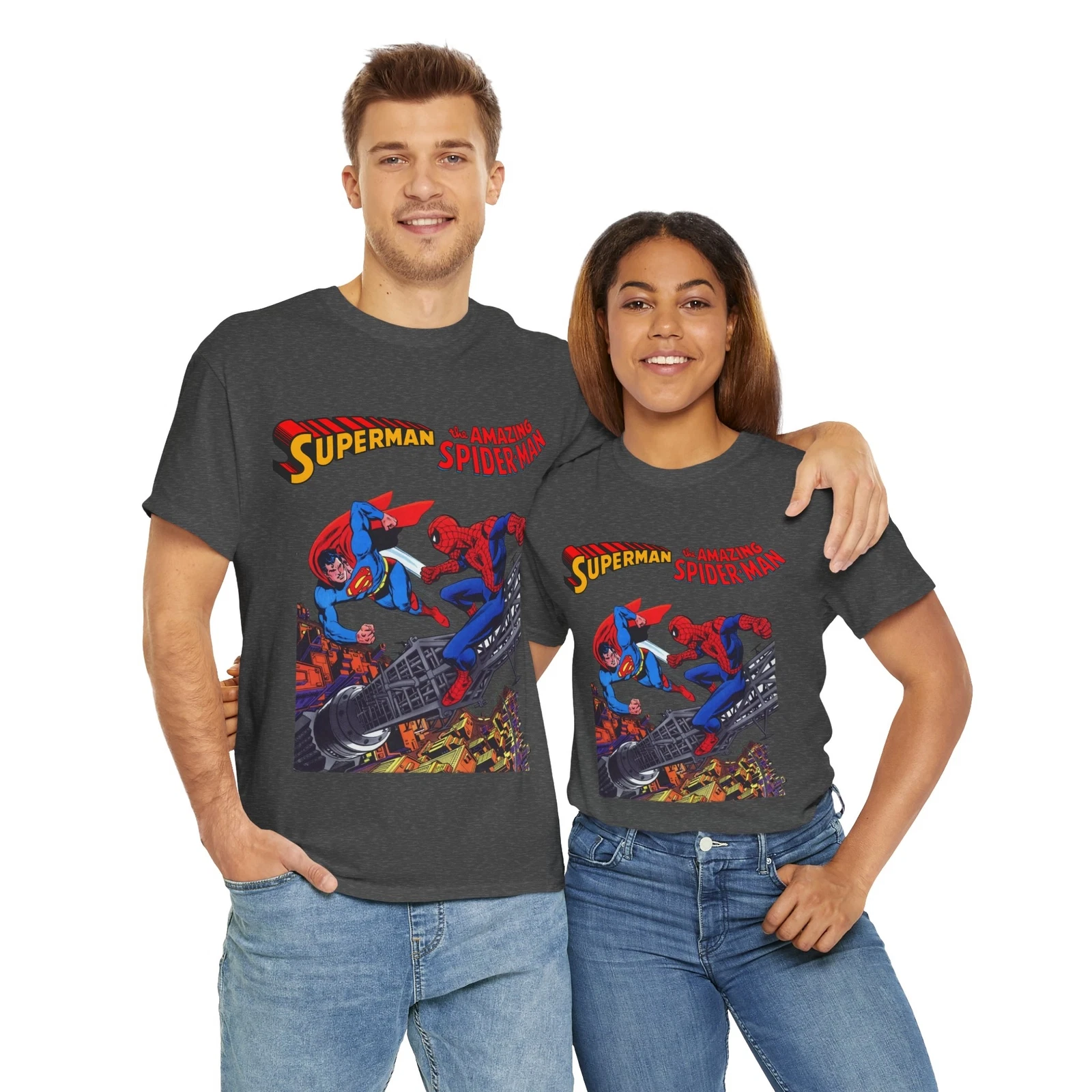 Superman & Amazing Spider-Man T-Shirt - DC/Marvel Comics Crossover - 1970s