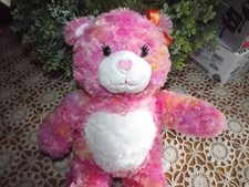 2010 Endless Hugs Build A Bear Tie Dye Pink Orange Yellow Plush Heart Retired