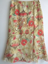 Requirements Floral Skirt Multi Color A Line Midi Sz 10 Elastic Waist Pre Owned
