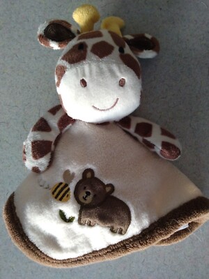 JUST BORN Brown Tan Giraffe Bee Bear Baby Lovey Security Blanket small 10'' x 10''