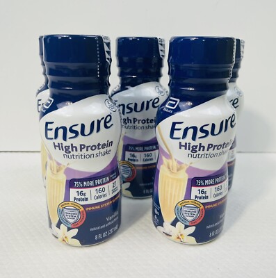 (5) Count Lot Of Ensure Plus Protein Nutrition Shake 8 Oz Each Vanilla