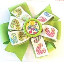 Beautiful Hello Summer inspired hair bow for girls.