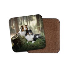 Sheltie Dog Couple Coaster - Forest Nature Dogs Puppies Animals Pets Gift #16864