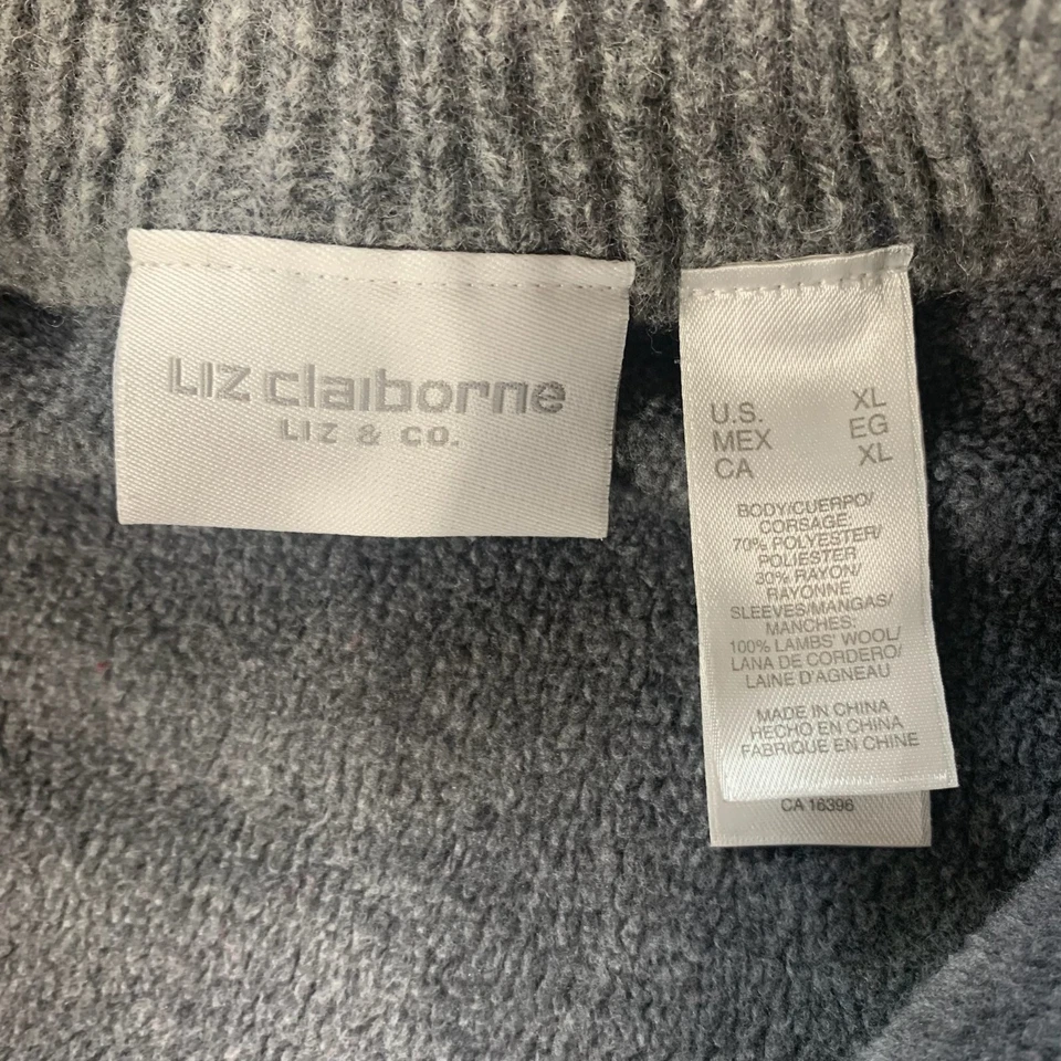 Chaqueta Liz Claiborne Mujer Extra Grande Gris Polar Bolsillos Ligera Exterior Foto 3 de 4