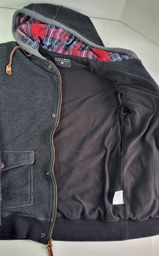 Billabong Herren Medium schwarz rot kariert Hoodie Full Zip Jacke Fleece gefüttert - Bild 12 von 18