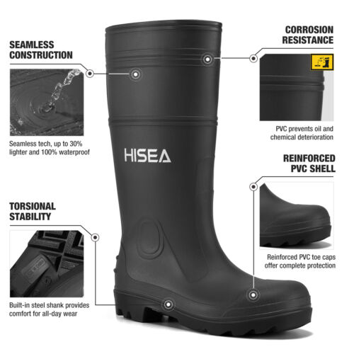 HISEA Men Folding Rain Boots Waterproof Anti-Slip Garden Hunting Work Knee Boots - Picture 20 of 53