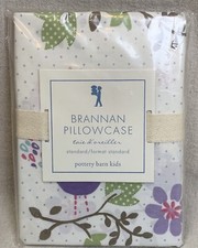 NEW Pottery Barn Kids Brannan Lavender Flower BIRD Pillowcase