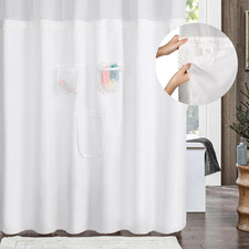 Fabric Snap in Shower Curtain Liner Replacement - Pocketed Removable, for No H