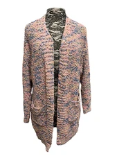 Simply Southern Pink Confetti Tutti Frutti Chenille Sweater L Pockets Loungewear