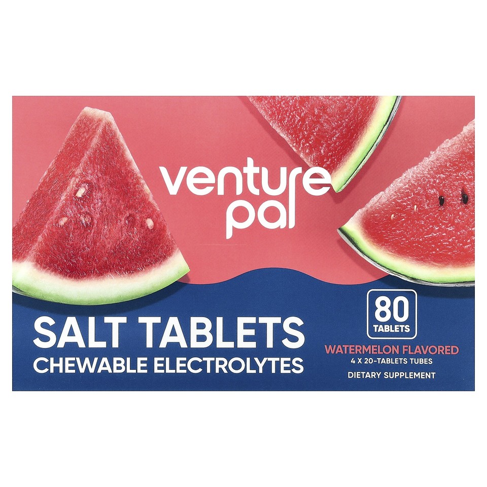 Salt Tablets, Chewable Electrolytes, Watermelon, 80 Tablets