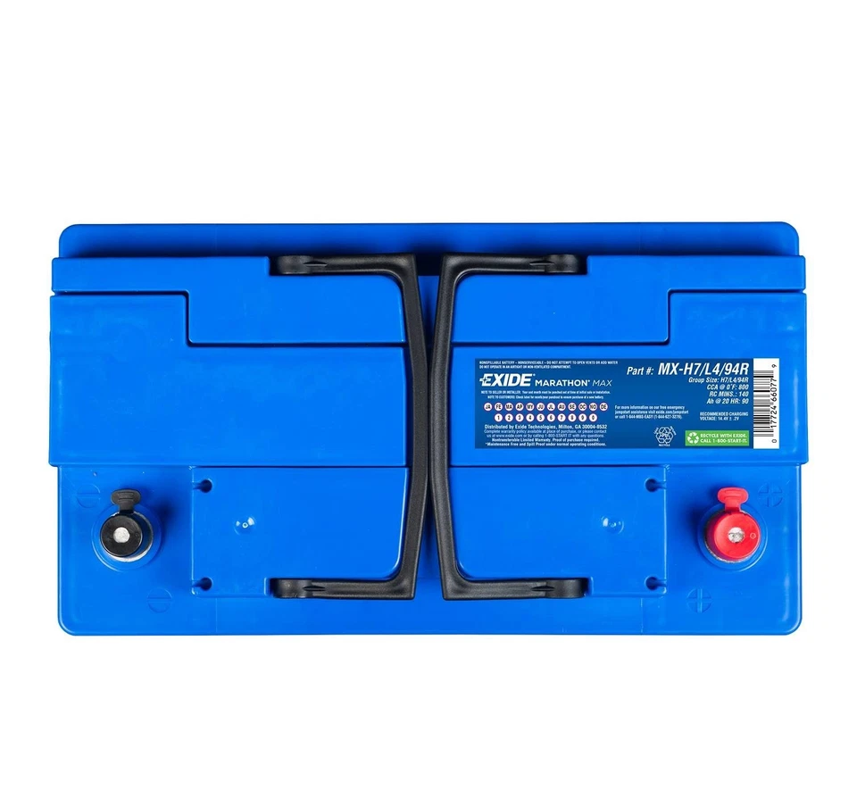 Batería EXIDE MXH7L494R Marathon Max AGM coche camión BCI grp: 94R; CCA 800; RC 140 Foto 2 de 2