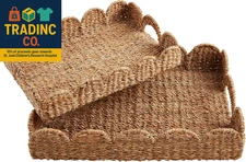 Nested Scallop Woven Trays Set; 21.63"X15.75"