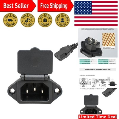 2 Pcs Compact Panel Mount Power Socket with Spring Cover - Durable Connection