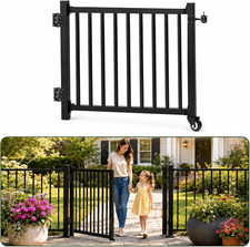 Deck Gate with Wheels, 36In. H X 4Ft. W Black Heavy Duty Steel Anti-Rust Fence D
