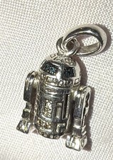Official R2-D2 Sterling Silver 925 Pendant Charm &copy;LFL RL Blue & Clear stone RARE