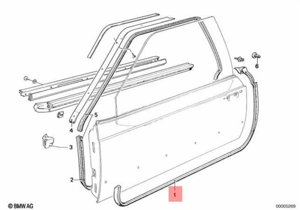 Restricción climática para puerta derecha genuina BMW E24 628CSi 630CS 630CSi 633CSi 51211843924 Foto 2 de 3