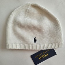 Polo Ralph Lauren fleece lined Beanie Hat pony Logo Kids Size 4-7 Cream