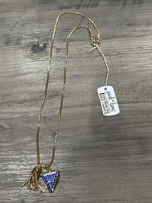Park Lane E Live From The Red Carpet Gold Tone Blue Rhinestone s Tassel Necklace