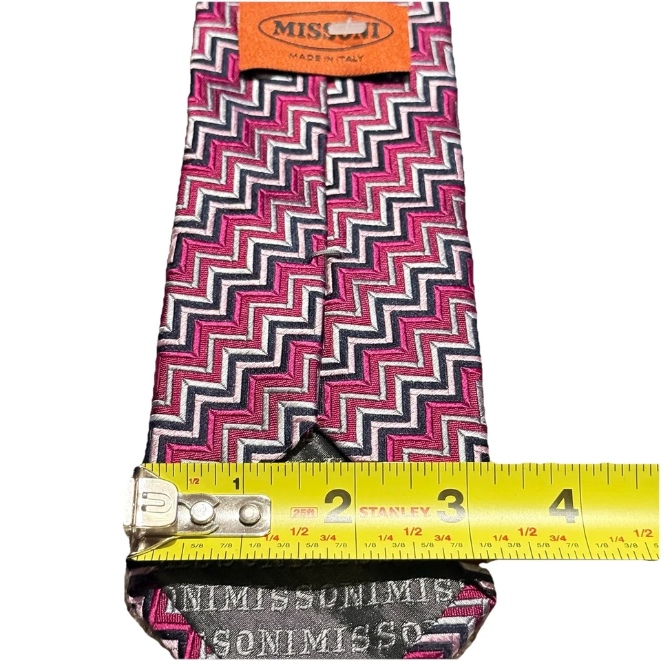 Missoni Cravatte Men's Silk Necktie Made In Italy Geometric Zig Zag - Image 4 of 4