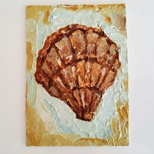 Pearl Seashell Painting Original Art Oil Modern Semi Abstract Wall Artwork