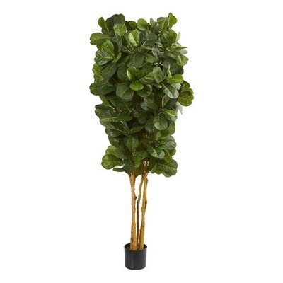 Nearly Natural 84'' Fiddle Leaf Fig Artificial Tree in Green/Black
