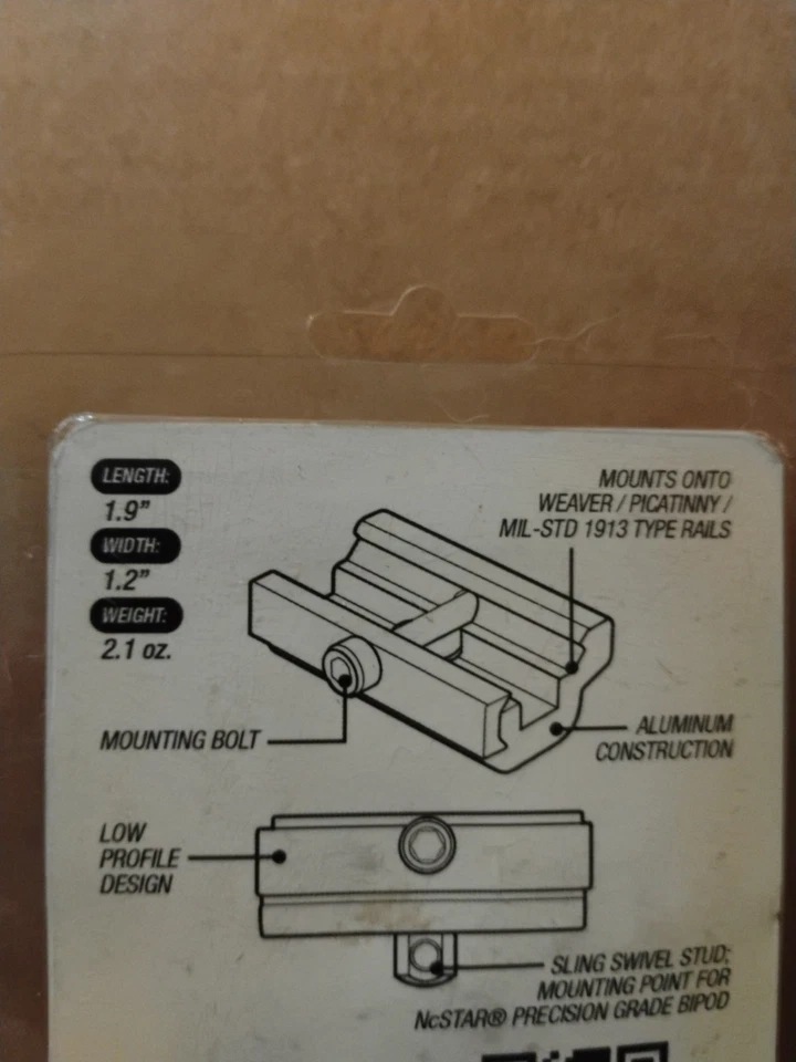 通用吊索旋转螺柱或双脚架适配器编织,Picatinny 导轨安装 (X) — 第 3/4 张图片