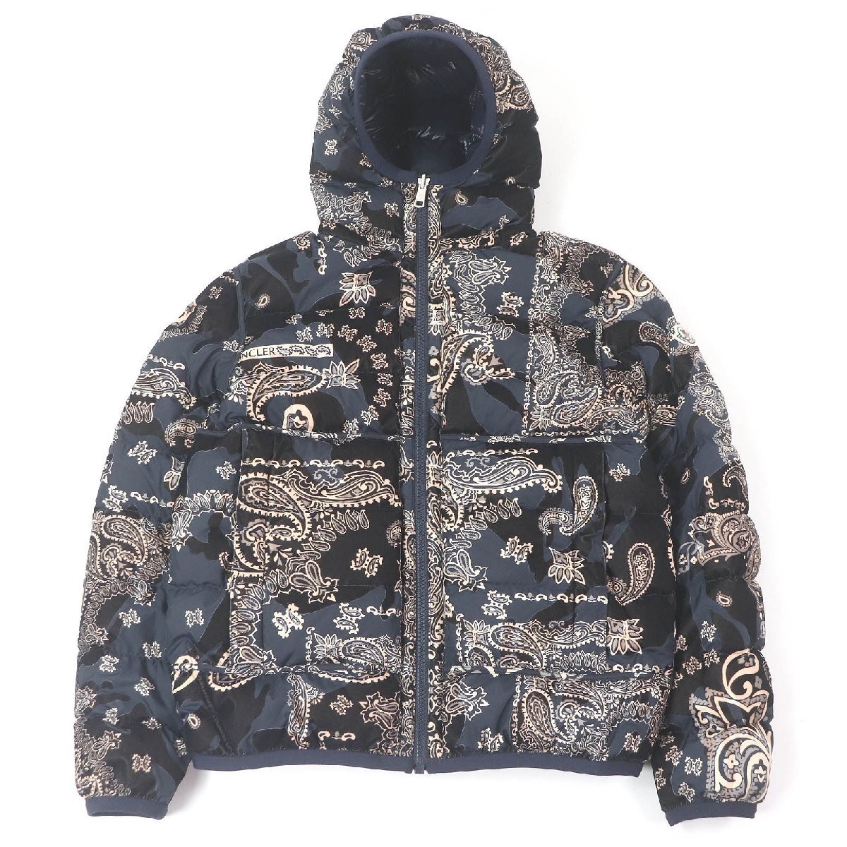 MONCLER 21 22AW FREVILLE Reversible Velvet Down Jacket with Paisley Pattern