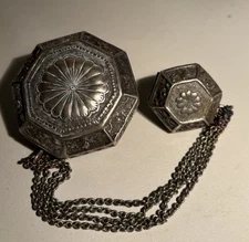 A 19th C. Malay Silver Betel, (Sirih) Tobacco Box - 'Chelpa' Antique Octagonal 