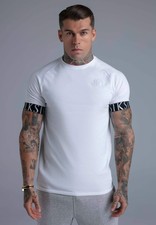Image of SikSilk Men's Short Sleeved Muscle Fit Crew Neck Tech T-Shirt Tee White