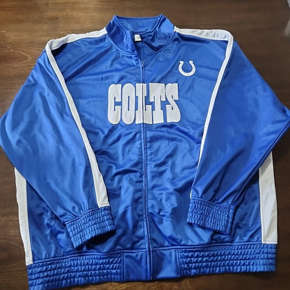 NFL 男式印第安纳波利斯小马队蓝色全拉链田径夹克 4XL 羊毛标志正品 — 第 3/4 张图片