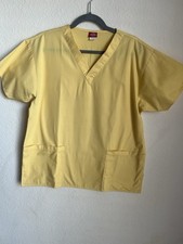 Dickies Scrub Top Yellow V-Neck Medical Uniform Womens SIZE 