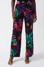 Joseph Ribkoff Black/Multi Tropical Print Wide Leg Pants 251056
