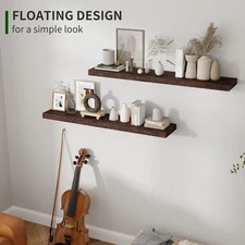Wood Floating Shelves for Wall Set of 2, 36 Inch Wide Rustic Wooden Floating She