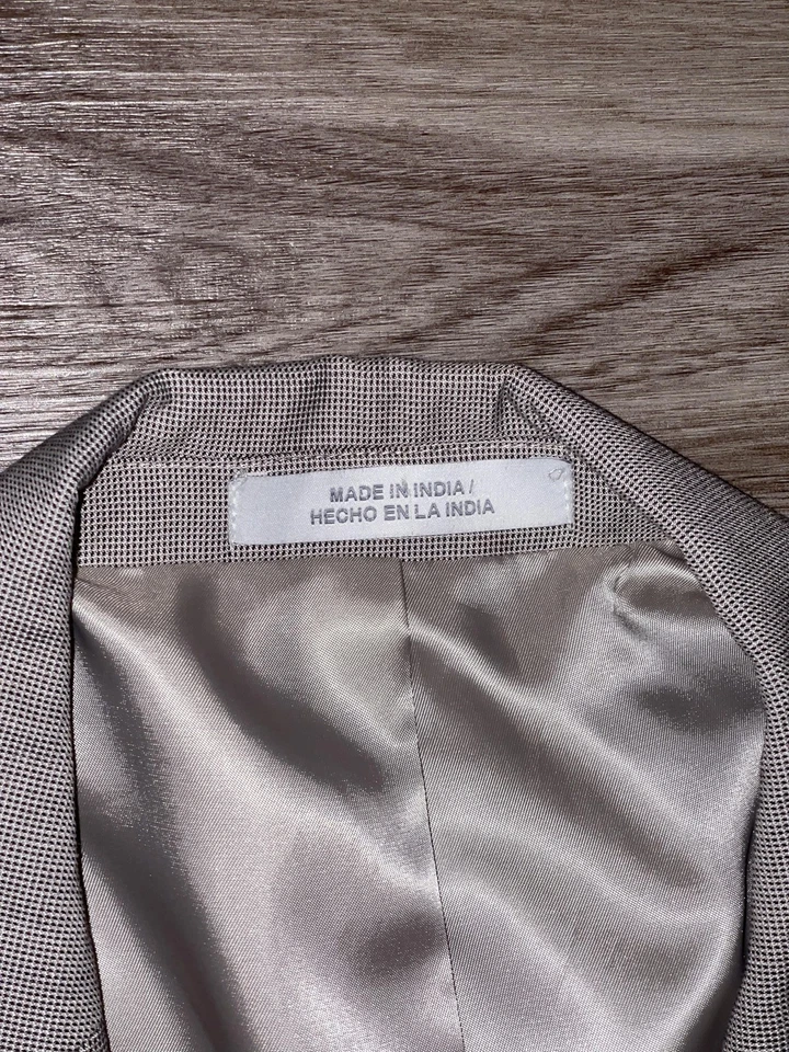 Blazer Perry Ellis Portafolio Para Hombres 42S Taupe Dos Botones Muesca Solapa Chaqueta Forrada Foto 4 de 4