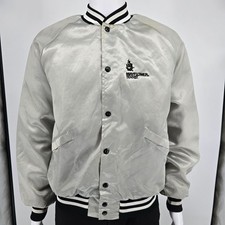 Vintage 1980s King Louie Pro Fit Mayflower Transit Nylon Satin Bomber Jacket L 