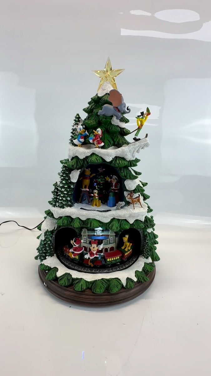 Disney Animated Christmas Tree LED Musical Figurine Plays 8