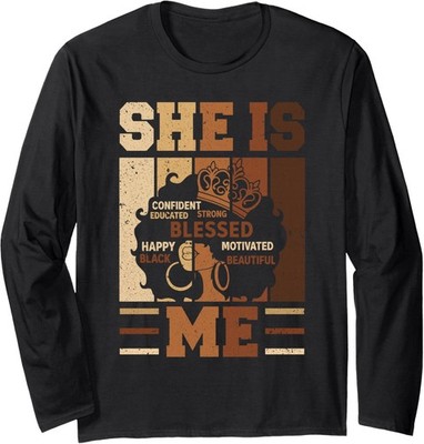 Beautiful Blessed Afro Melanin Queen Long Sleeve T-Shirt