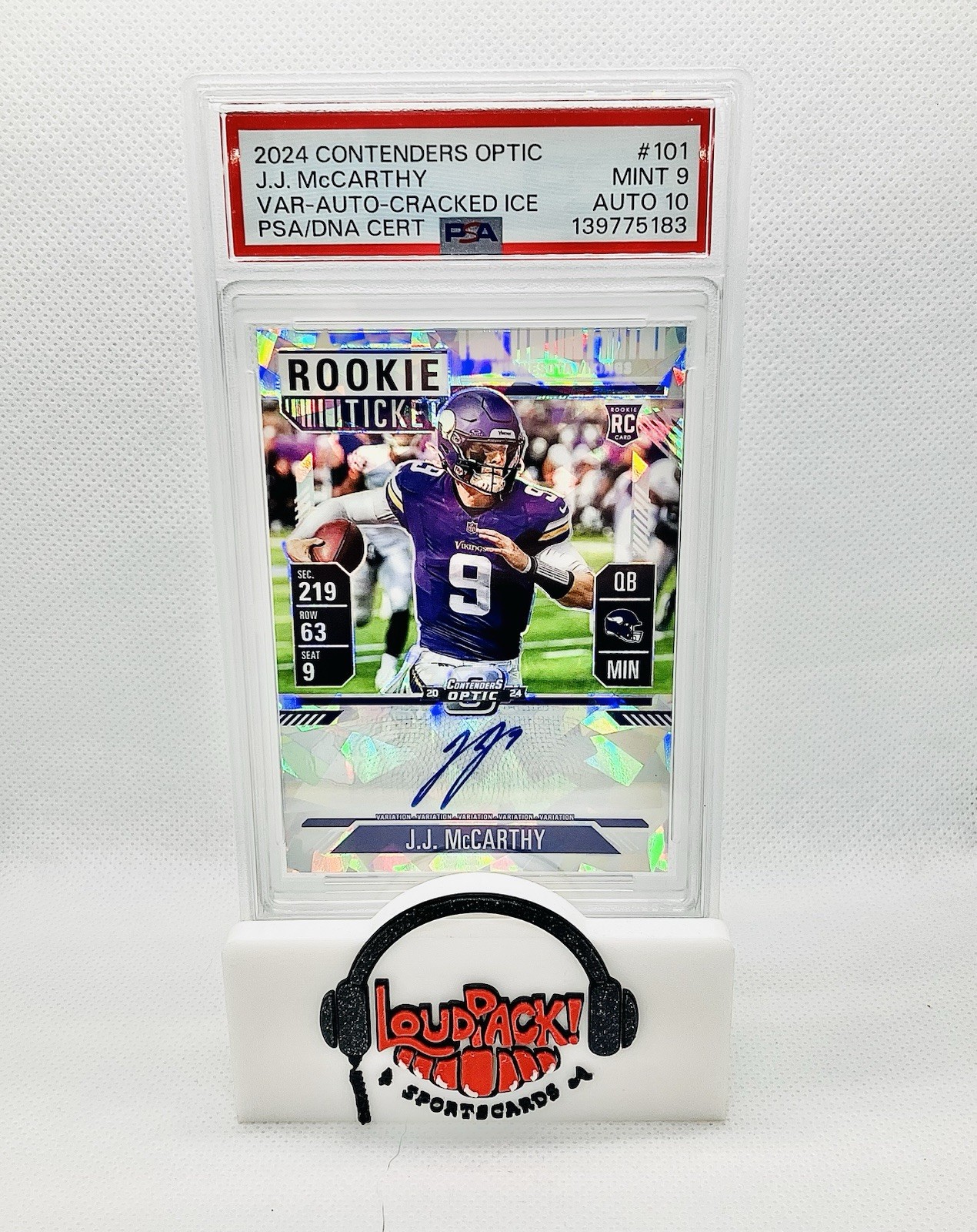 JJ MCCARTHY 2024 CONTENDERS OPTIC #101 ROOKIE TICKET AUTO CRACKED ICE /22