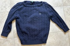 Lauren Ralph Lauren Sweater Girls Medium Blue Dark Cable Knit Pullover Crewneck